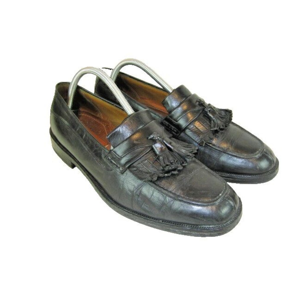 Mens Florsheim Black Leather Tassel Kilt Casual Slip On Loafers  sz 8.5 D